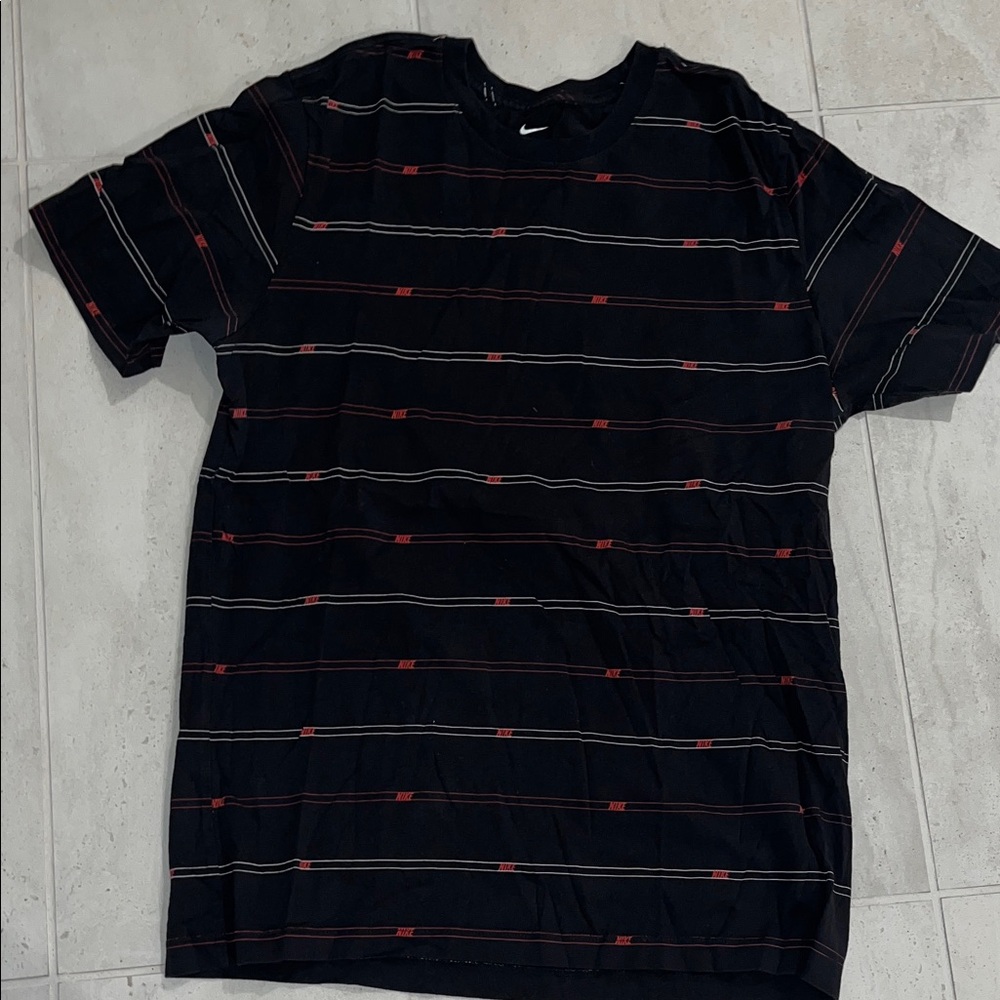 Nike Golf Black Short Sleeve Crew with Red & Gray Stripe Detail